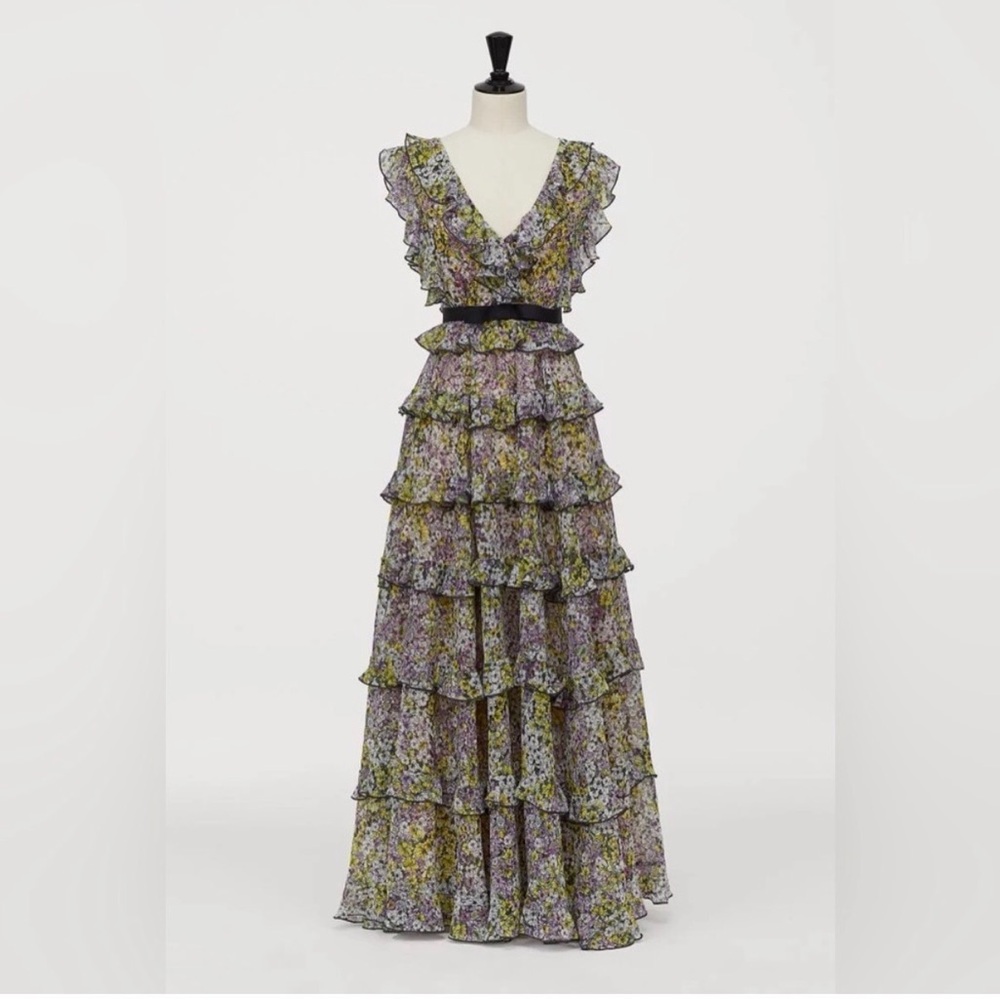 GIAMBATTISTA VALLI x H&M Collab - Floral Tiered Maxi Dress - Size 4
